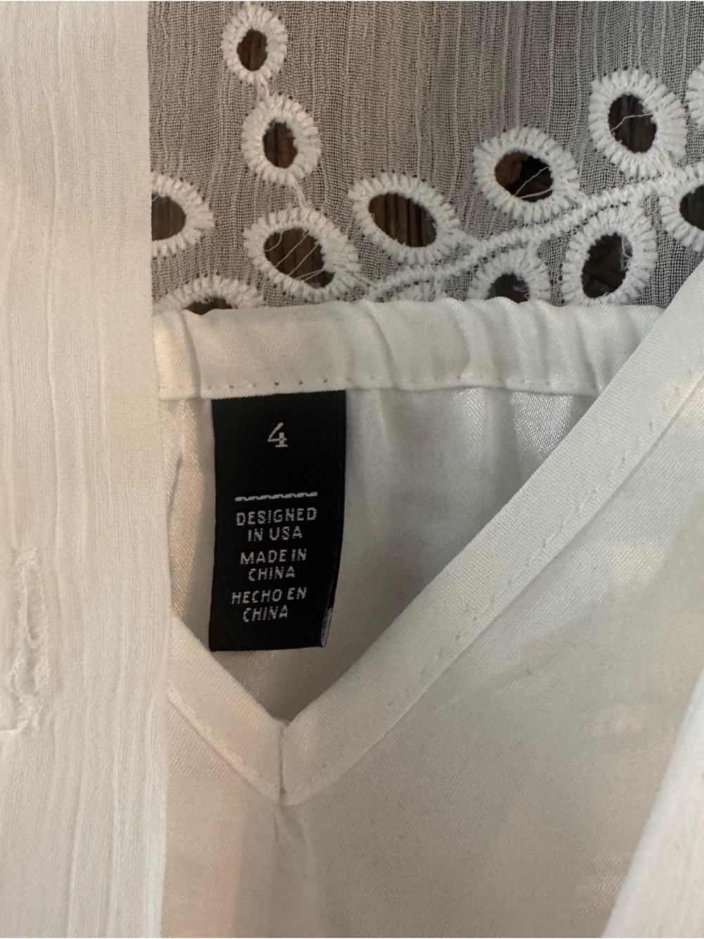 White House Black Market Eyelet Shirt Dress White Size 4 Long Sleeve Tie Waist - Picture 8 of 10